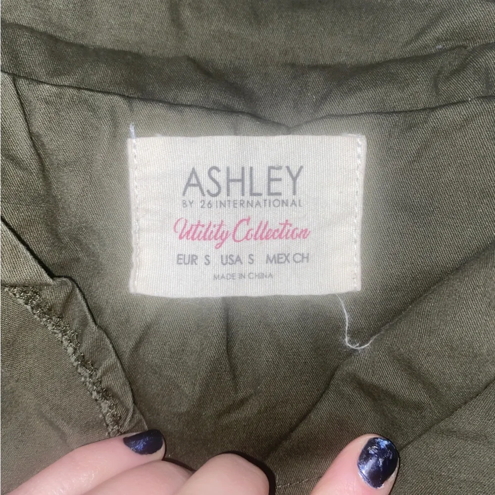 Ashley Brand Small Cargo Olive Green 100% Cotton Full Zip Hooded Utility Jacket - Picture 10 of 11